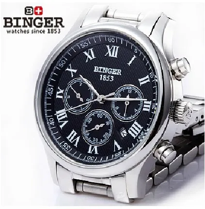 

Free shipping Wristwatches BINGER accusative Mechanical Wristwatches Multi Display men's watches Water Resistant