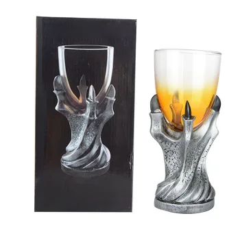 

Halloween Gothic Resin Stainless Steel Dragon Skull Retro Claw Wine Glass Cocktail Glasses Whiskey Cup Party Bar Drinkware