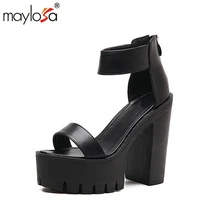 MAYLOSA Sommer Frauen Sandalen Plattform Neue Marke Fischer Offene spitze Mode Sommer Schuhe Frau stiefeletten Ferse Höhe 13 cm
