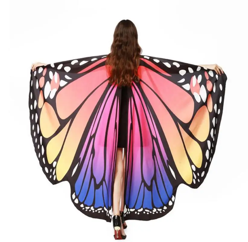 2019 HOT Women Butterfly Wings Beach Costume Cloak Shawl Pashmina Shawl Scarf Nymph Poncho Costume Accessory butterfly wings costume