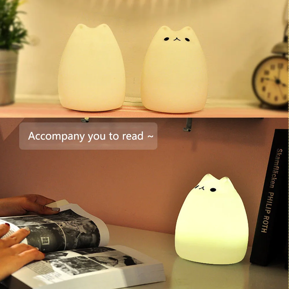 Креативный светодиодный силиконовые животных свет USB зарядка decoratecolorful цвет cat ночник спальня настольные декоративные ночники