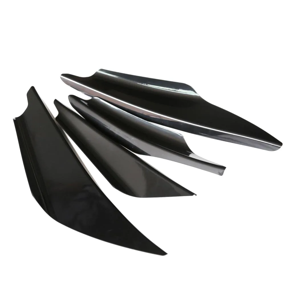 4Pcs Carbon Fiber Universal Car Front Bumper Body Canards Splitters Fins Lip Kit with Adhesive Black