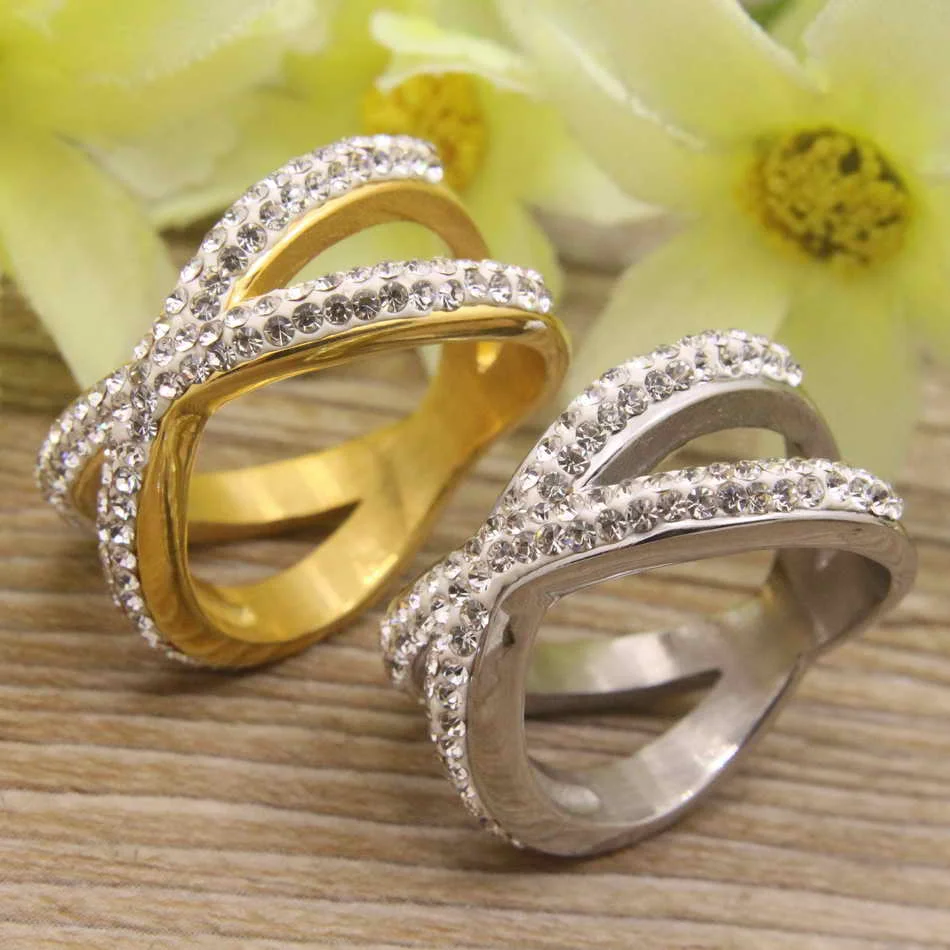 

Gold color and Silver color Hot Wholesale Newest Fashion Jewelry stainless steel rings for women and girl RBJDKQBG