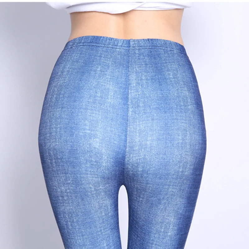 YRRETY модные тонкие женские леггинсы из искусственной лосины из джинсовой ткани пикантные летние леггинсы с принтом повседневные узкие брюки женская одежда