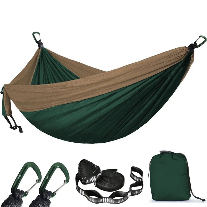 2-3 Person Solid Color Parachute Hammock Camping Survival garden swing Leisure travel Portable Hammock for outdoor furniture 