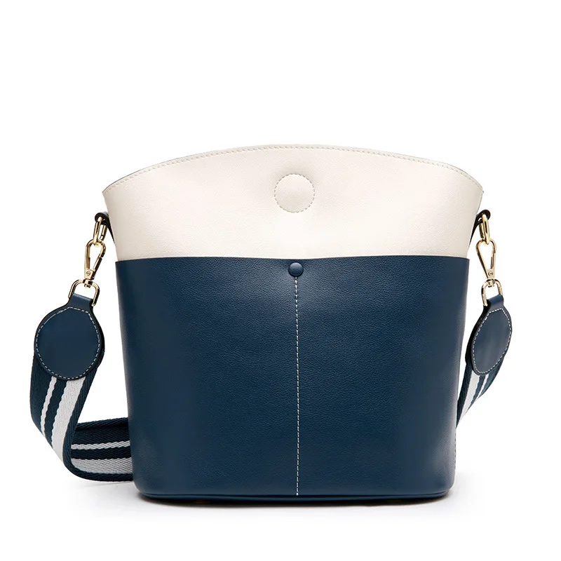 

2017 Bucket Women Shoulder Bags High Quality Split Leather Panelled Handbag Casual Tote Luxury Shopping Messenger Bag