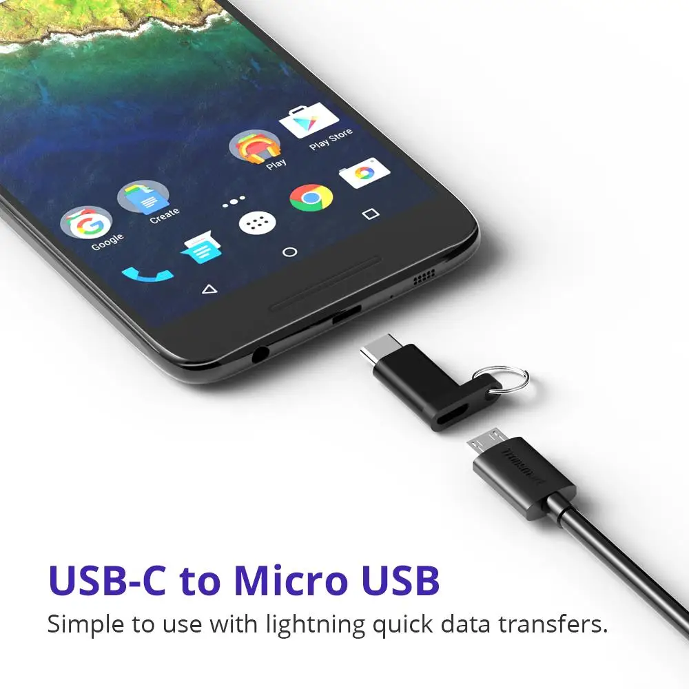 Tronsmart CTMFL 2 шт. usb type C штекер Micro USB Женский адаптер usb type-C поддержка OTG для USB-C поддержка ed устройств защита от потери