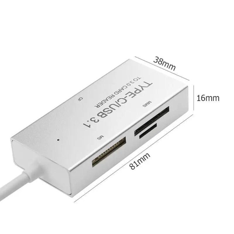 Hot sale Card Reader Aluminum Alloy USB 3.1 Type-C to SD/CF/MS/TF Smart Memory Card Reader Laptop Accessories for Macbook
