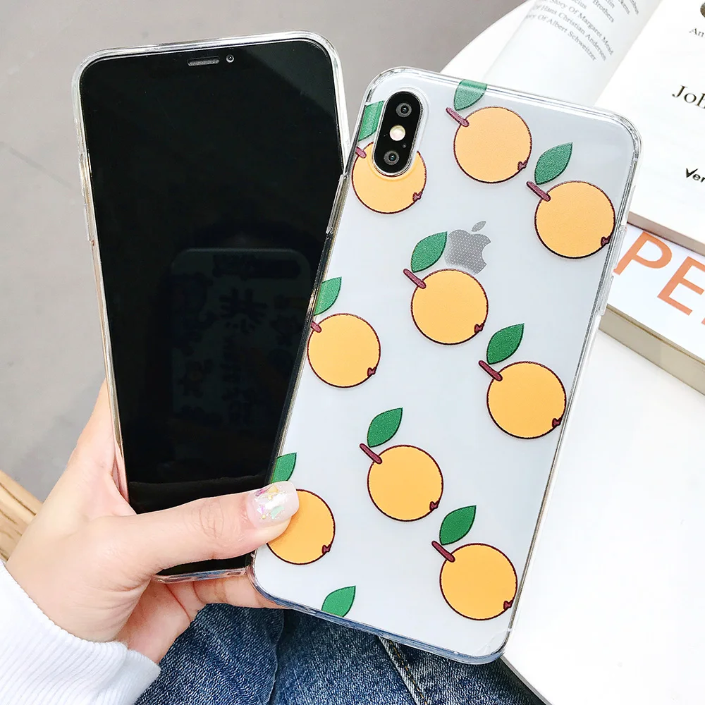 KIPX1084_2_JONSNOW Phone Case For iPhone XS Max XR XS 7 Plus 8 6 6S 6 Plus Fruit Oranges Pattern Clear Soft Silicone Back Cover Capa Fundas