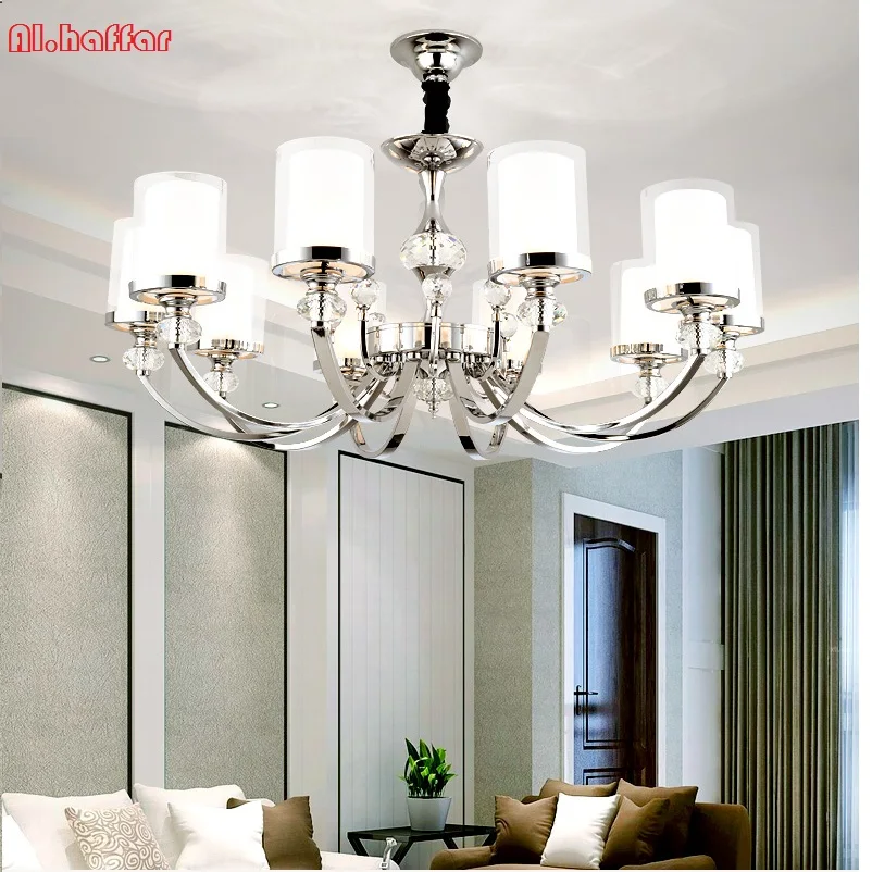 Modern new LED Chrome color metal Crystal Chandeliers Lighting Led Pendant Chandelier Lighting Fixture Lamp For living room