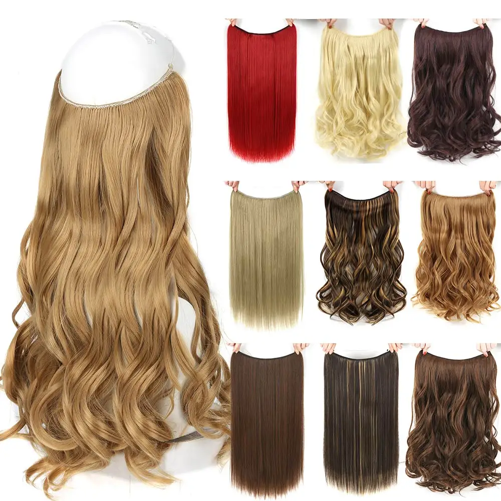 Pageup 20 Inches Blonde Hair Extension Synthetic Color Hair piece Fake Hair Natural Real Clip In Hair Extensions