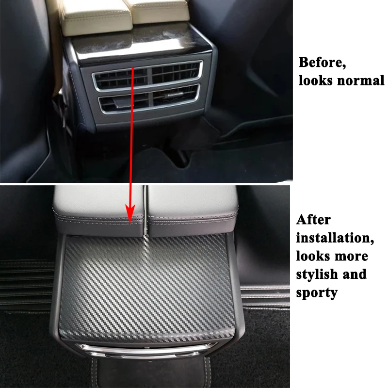 1pc SEEYULE Carbon Fiber Car Rear Armrest Box A/C Panel Decoration Sticker Cover Styling Accessories for Tesla Model S Model X 1pc SEEYULE Carbon Fiber Car Rear Armrest Box A/C Panel Decoration Sticker Cover Styling Accessories for Tesla Model S Model X