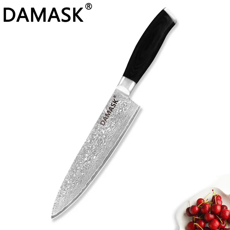 Дамаск Кухня Дамаск Ножи Япония ножей шеф-повара 8 ''нарезки 7 ''santoku 5'' Универсальный 3 ''фрукты готовить ножи, бытовые предметы Кухонные принадлежности - Цвет: 8 Inch Chef Knife