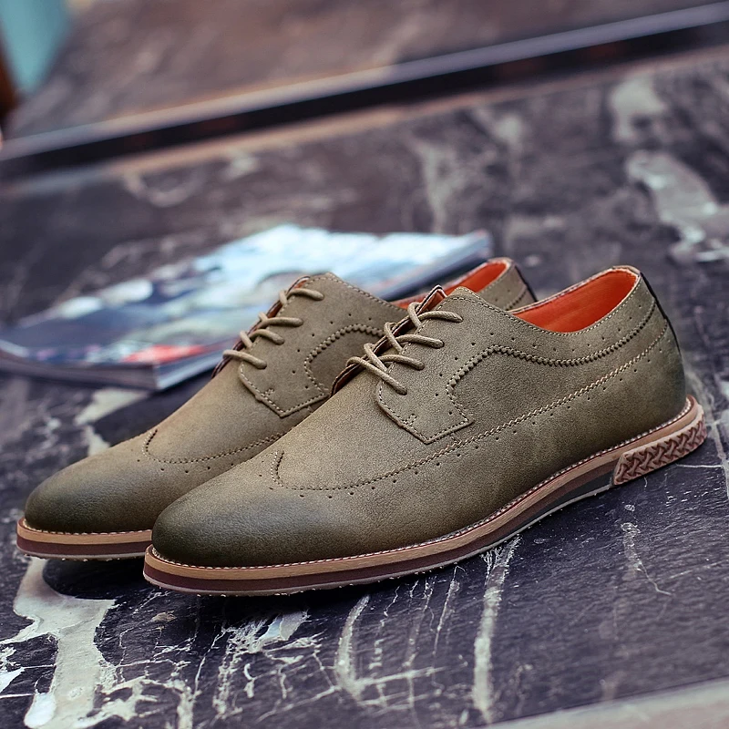 fashion suede leather men shoes elegant male footwear italian office leisure moccasins dress classic brogue oxford shoes for men (23)