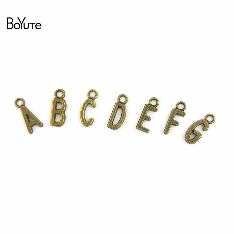 BoYuTe(10 компл./лот) 12*6 мм античный бронзовый серебристый покрытый цинковым сплавом украшения с буквами алфавита кулон для ювелирных аксессуаров Diy ручной работы