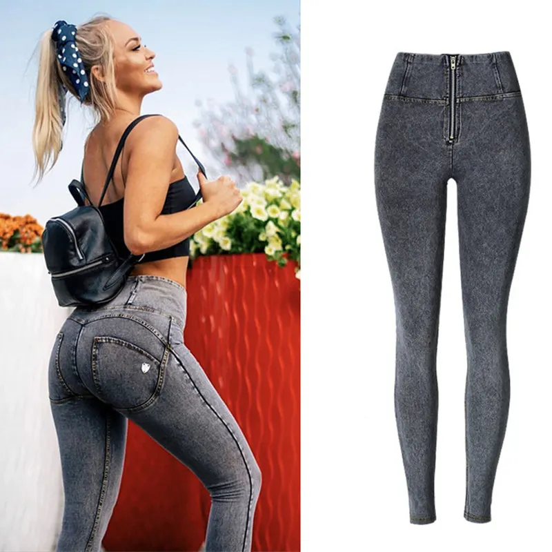 

Sexy high waist jeans Woman Peach Push Up Hip Skinny Denim elasticity Pant For plus size women jeans black grey navy blue