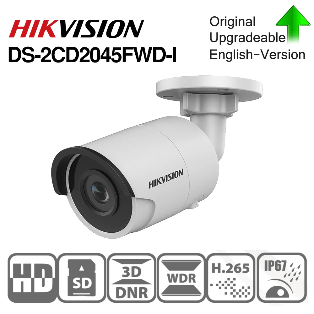 HIKVISION Оригинал 4 Мп IR фиксированная пуля сетевая камера DS-2CD2045FWD-I CCTV POE, сетевые камера s видео камера видеонаблюдения