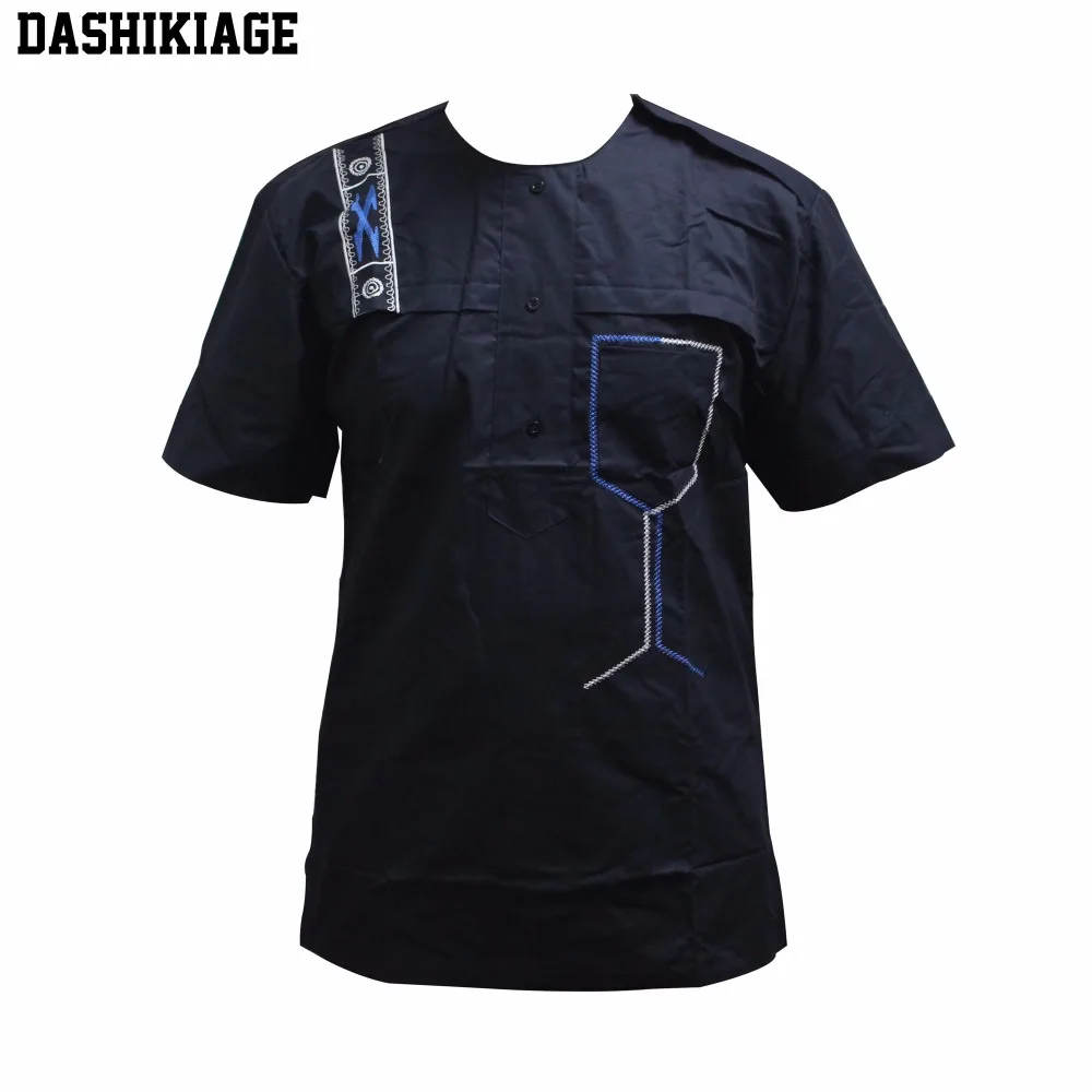 

Dashikiage New Design Embroidery Cup Pocket Kwanzaa Tops Cool Outfit High Quality Causal Dropship T-shirt