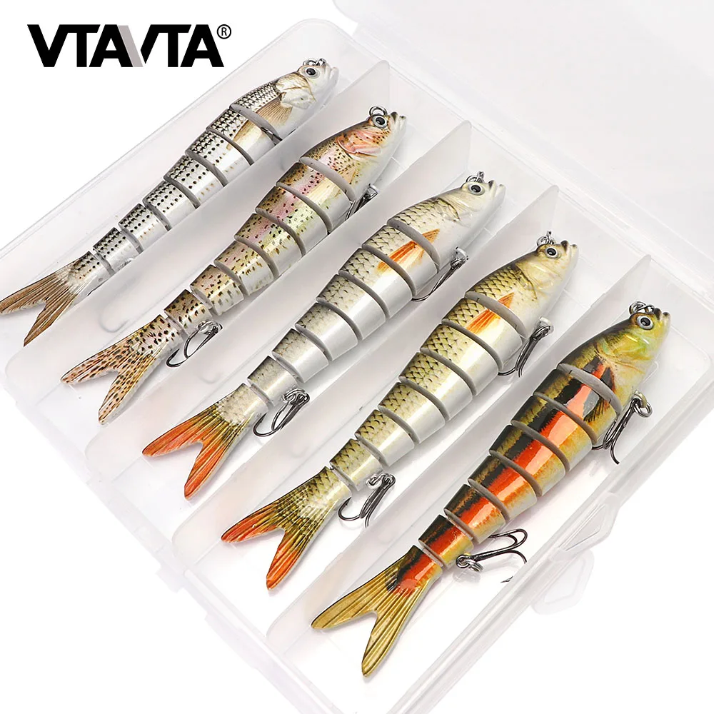 

VTAVTA 5pcs 14cm 23g Sinking Wobblers Fishing Lures Set 8 Segments Crankbait Hard Artificial Bait Kit Swimbait Pike Fishing Lure