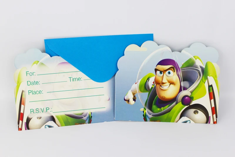 

6pcs Envelop Shape Toy Story Theme Party Invitation Card Kids Baby Birthday/Festival Party Card Decoration Supplies