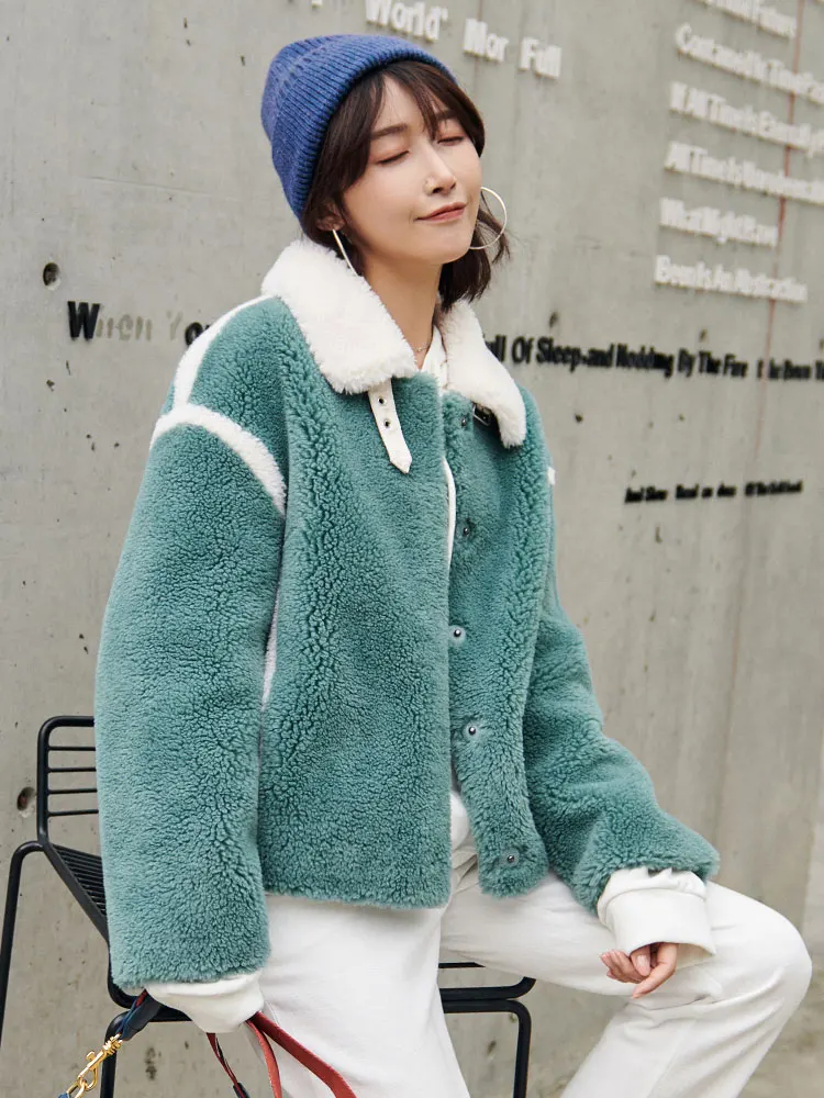 AYUNSUE, натуральное меховое пальто для женщин, овчина, мех, корейский стиль, куртки,, Осень-зима, куртка, женская верхняя одежда, Chaqueta Mujer MY3502