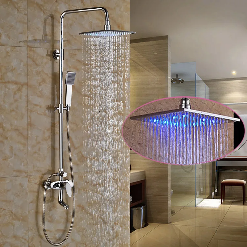 10 inches Rainfall Shower Head with ABS Handheld Shower LED Light