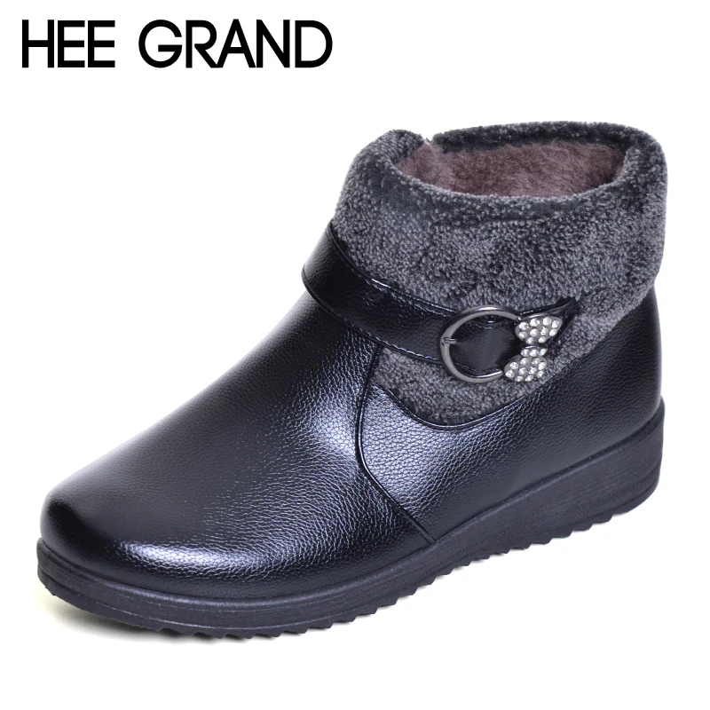 

HEE GRAND Metal Decorate Boots for Mother Shoes Woman Faux Suede Winter Shoes Zipper Women Ankle Boots XWX5946