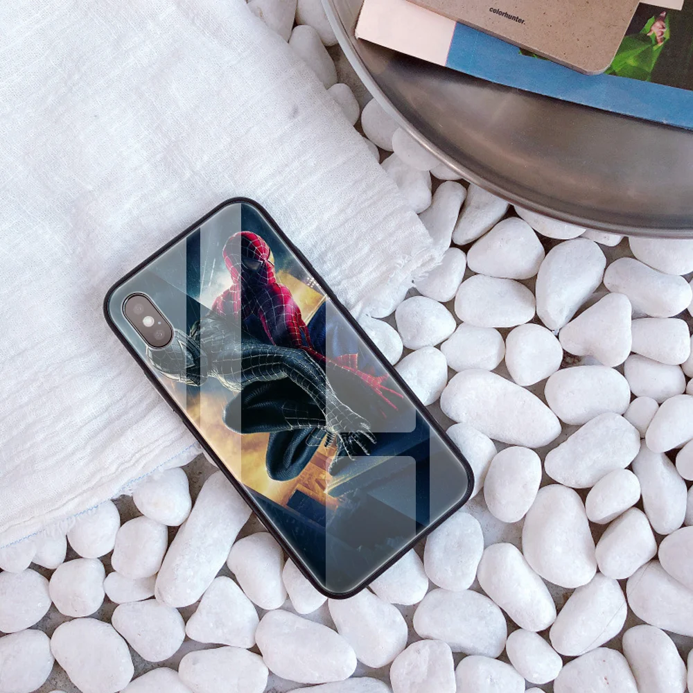 DIY заказной закаленное стекло Супермен телефон чехол для iPhone 7 8 6s 6 Plus X XR XS 11 Pro MAX Бэтмен человек паук чехол для телефона capa - Цвет: 20273