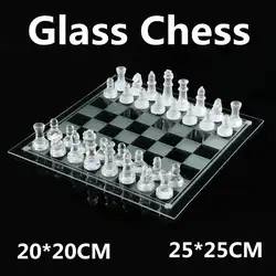K9 стеклянные шахматы Роскошные элегантные китайские шахматы игра средней борьба Упаковка Международный шахматный набор стеклянная