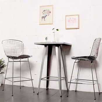 

Popular Modern Design 70cm Seat Height Chromed Black White Bertoia Bar Stool Chair Loft Metal steel wire counter Stool chair-2PC
