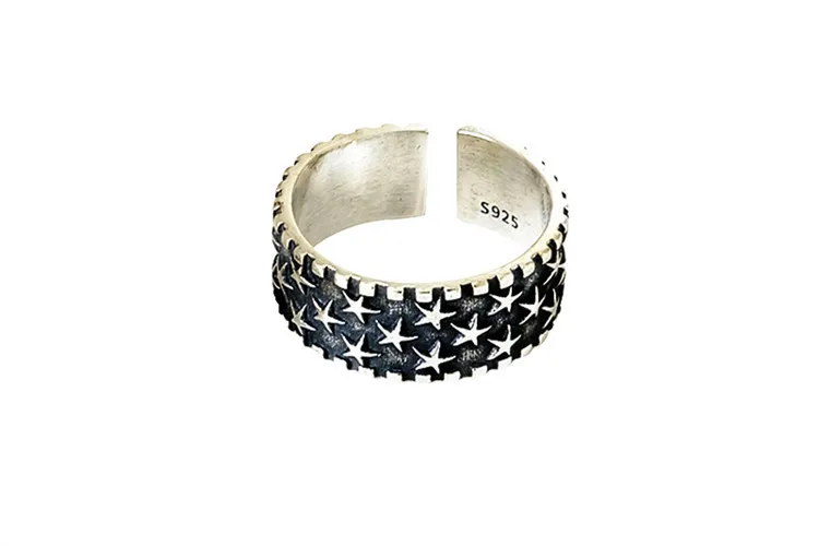 Богемные винтажные 925 Пробы Кольца С Серебряной звездой для женщин, свадебные ювелирные изделия, регулируемые античные массивные кольца Anillos