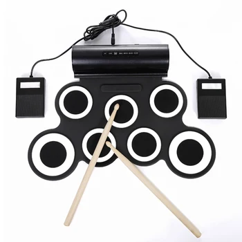 

Portable Jazz Drum Kit Foldable Silicone USB Roll-up Electronic Percussion Instruments For Children