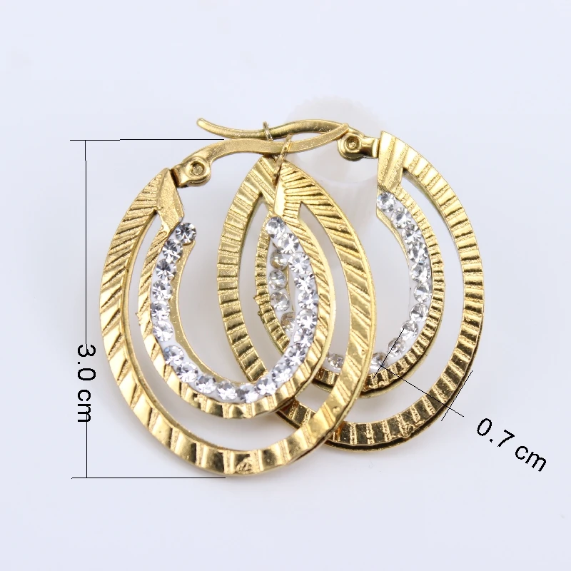 Модные ювелирные изделия в стиле панк, женские серьги-кольца с кристаллами, большие геометрические серьги-кольца из нержавеющей стали, подарки LH733 - Окраска металла: oval