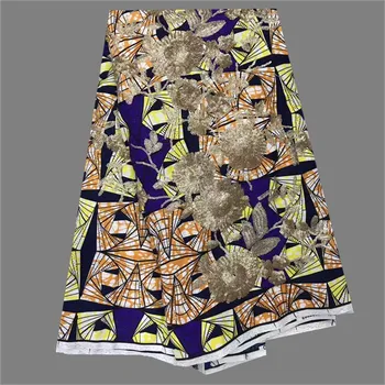 

Beautiful flower sequins design nice batik African party wax fabric for shinning dress GWS1 (6yards/lot)