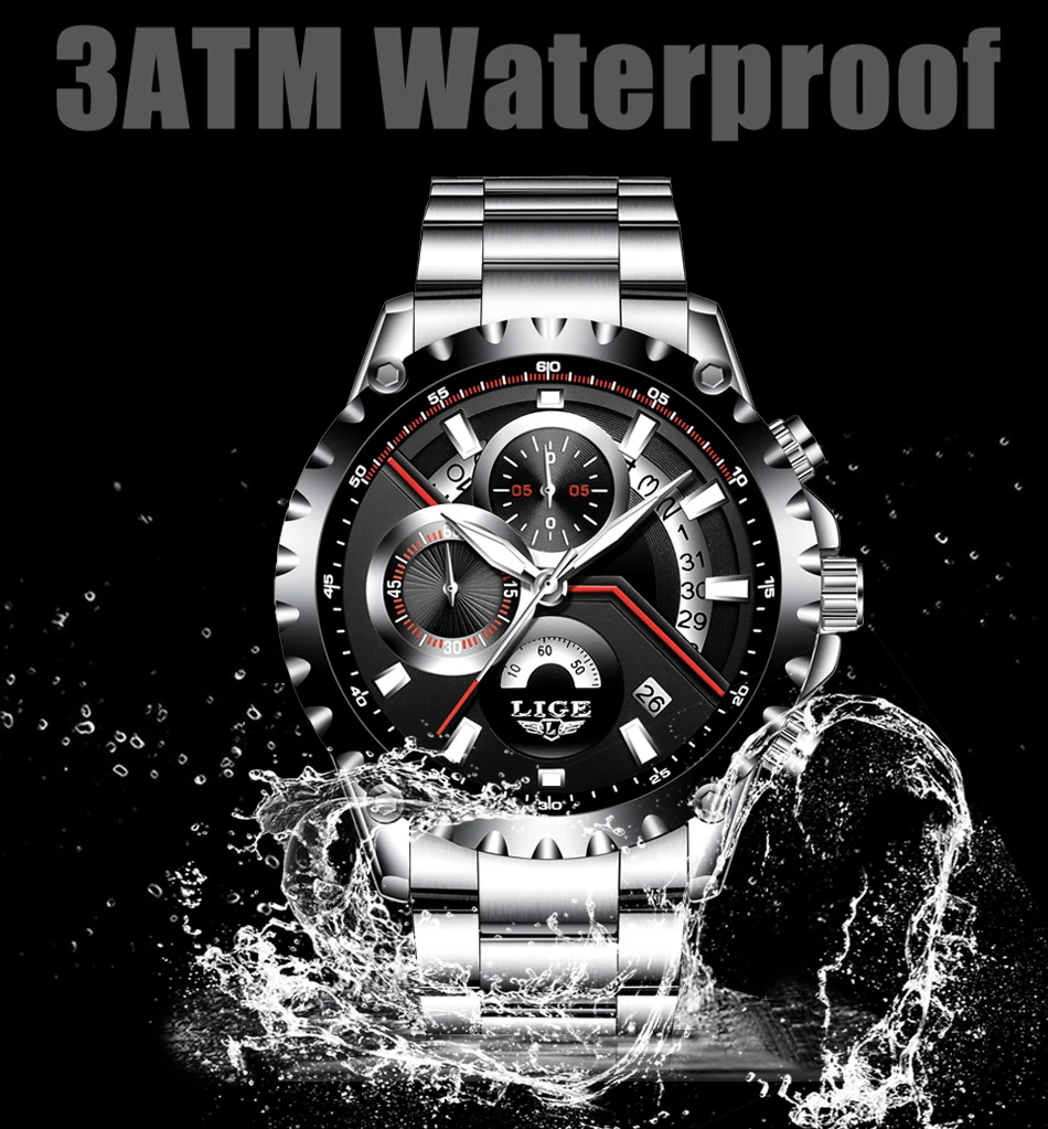 LIGE Брендовые мужские Модные ажурные дизайнерские часы с датой, мужские спортивные водонепроницаемые кварцевые часы, мужские стальные часы Relogio Masculino