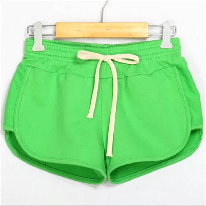 Women Yoga Shorts Elastic Waist Cotton Sport Shorts Solid Color Breathable Summer Fitness Workout Plus Size Short Pan