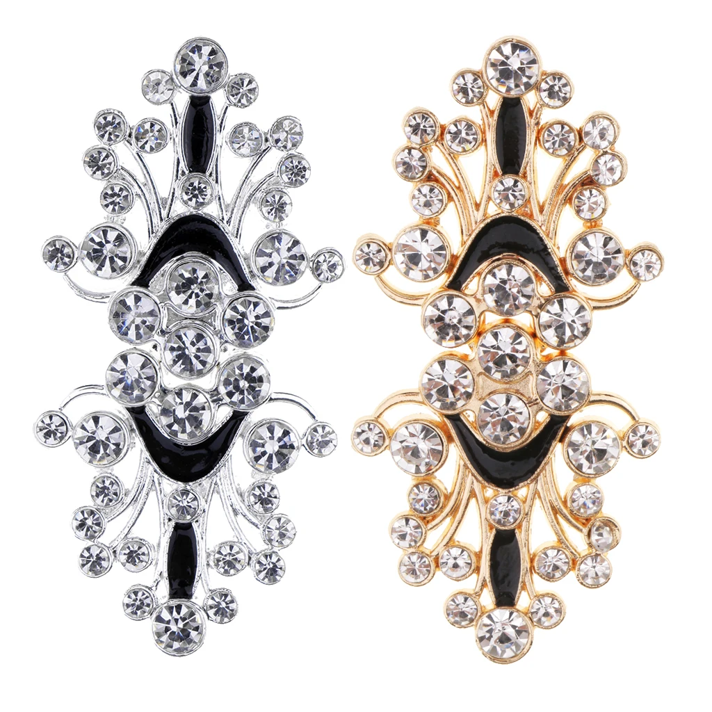 1 Pair Vintage Style Metal Tone Rhinestone Crystal Wedding Closure Hook and Eye Clasp Sewing Buttons Embellishments Crafts DIY