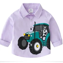 Рубашки для мальчиков, модные детские топы с длинными рукавами и принтом с героями мультфильмов, Повседневная рубашка с отворотом, одежда для маленьких мальчиков 2-8 лет, футболки для мальчиков на весну и осень