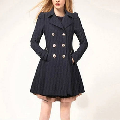 Женское весеннее Элегантное длинное зимнее пальто с лацканами, двубортная верхняя одежда на пуговицах, приталенный плащ-Пыльник, офисный Тренч, верхняя одежда