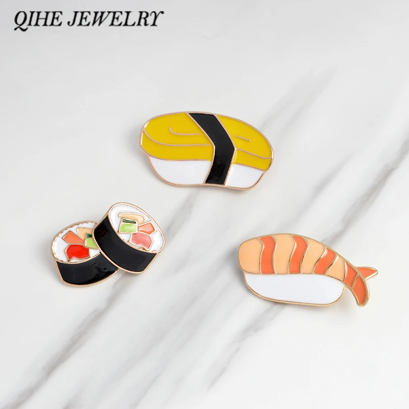 

QIHE JEWELRY Brooches & pins Sushi Japanese enamel pin Lapel pin for women jacket backpack tote bag decorative accessories