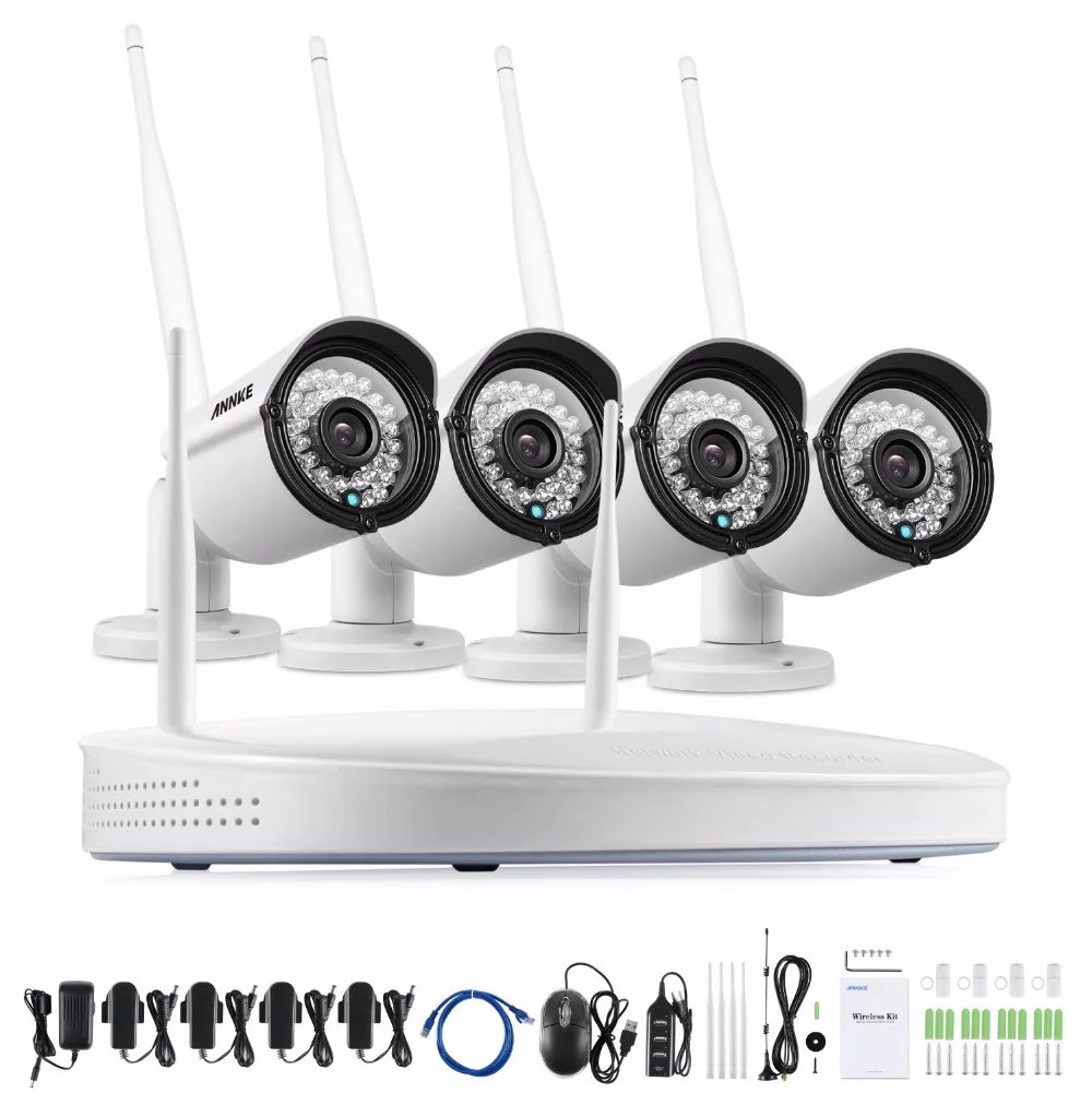 ANNKE 4CH 960P NVR Wireless CCTV System 4PCS 1 3MP CCTV Security WIFI IP Camera Baby