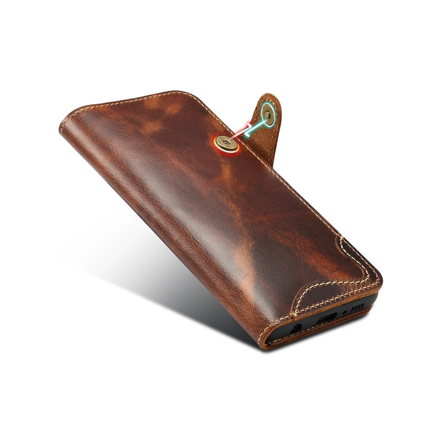 Hot Natural Real Genuine Leather Wallet Case for Samsung Galaxy S10 Plus Lite S10e S10+ Phone Bag Retro Vintage Flip Cover Clasp