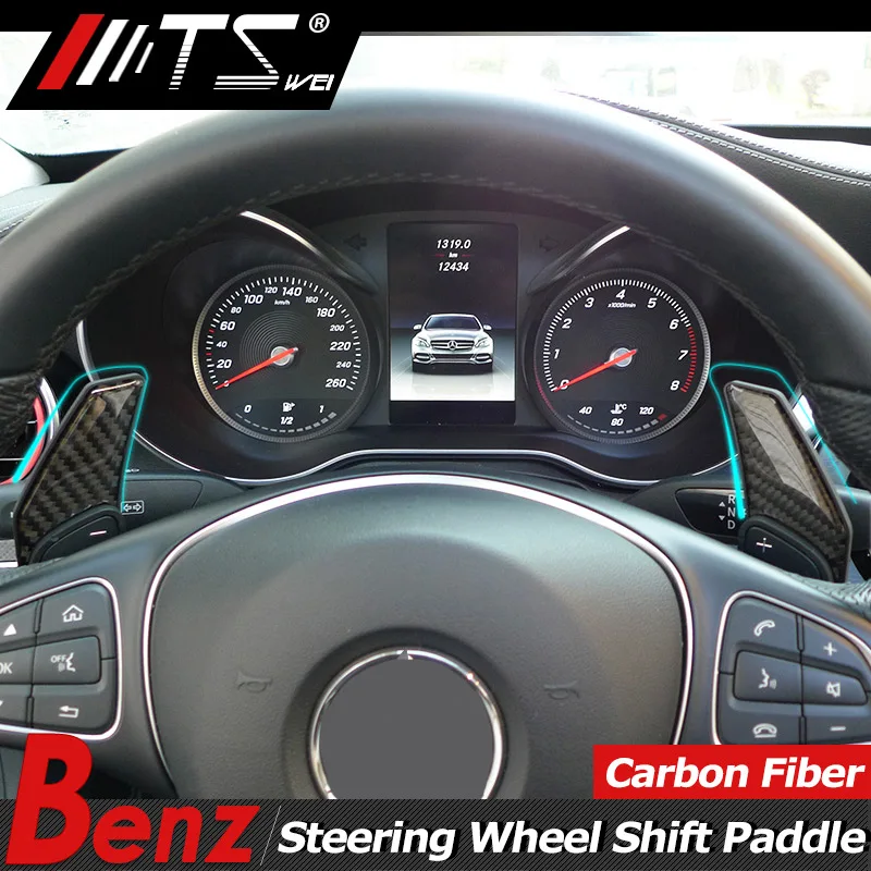 TSWEI автомобильный Стайлинг углеродное волокно руль весло Shift Paddle Shifters для Mercedes Benz