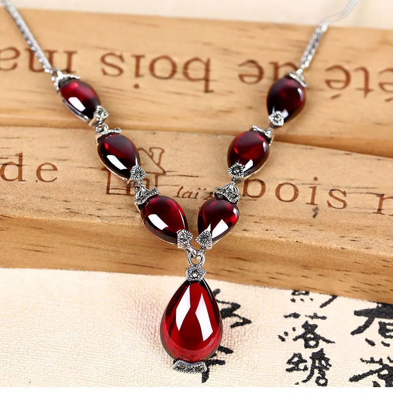 

RADHORSE 925 Silver pendant necklaces for Women Fine Jewelry Thai silver Ruby Pendant necklaces dinner party Accessories