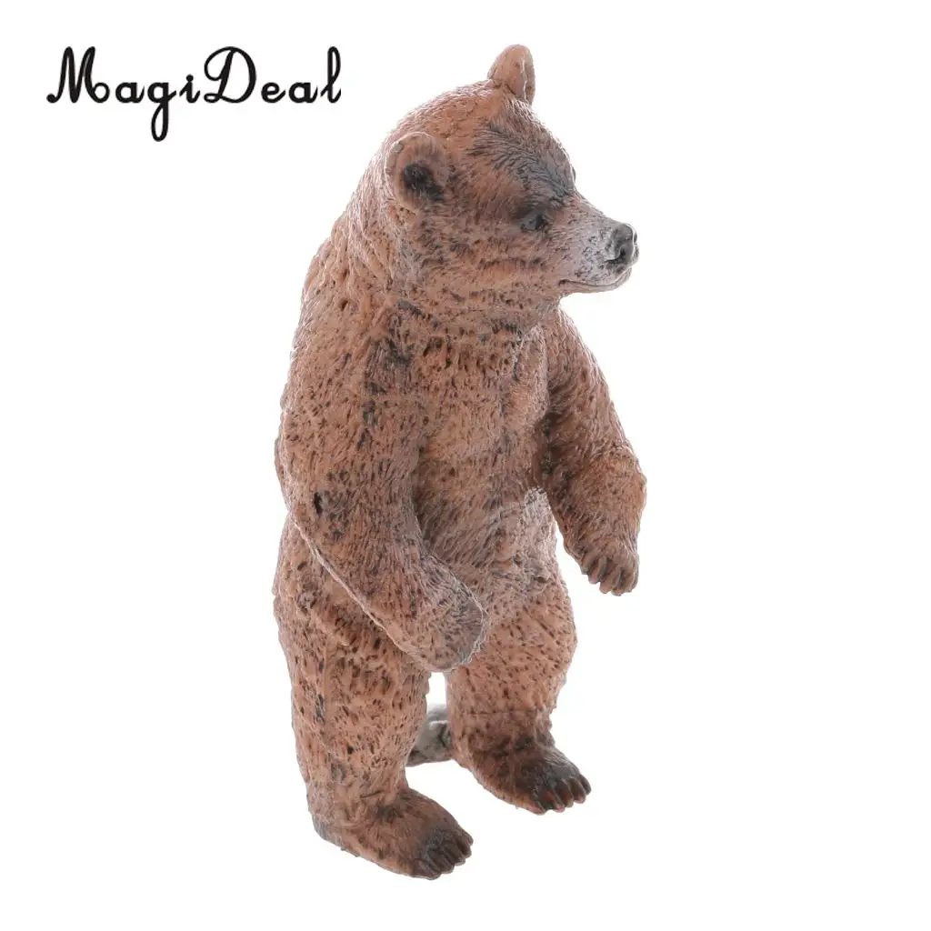 1Pc Realistic Standing Brown Bear Wild Zoo Animal Model Action Figure Kids Children Toddlers Toy Gift  Home Desk Decoration