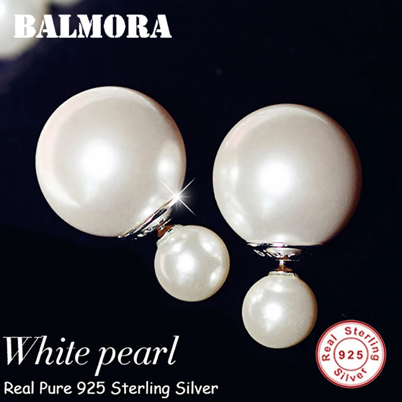 

BALMORA Earrings Jewelry Female Stud Earrings Simulated Pearls Earrings 925 Sterling Silver Jewelry Christmas Gift SY11403