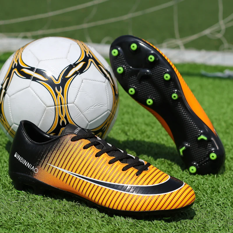 Длинные шипы и TF футбольная обувь для мужчин и женщин уличные спортивные кроссовки спортивные взрослые бренд профессиональный футбол futbol krampon