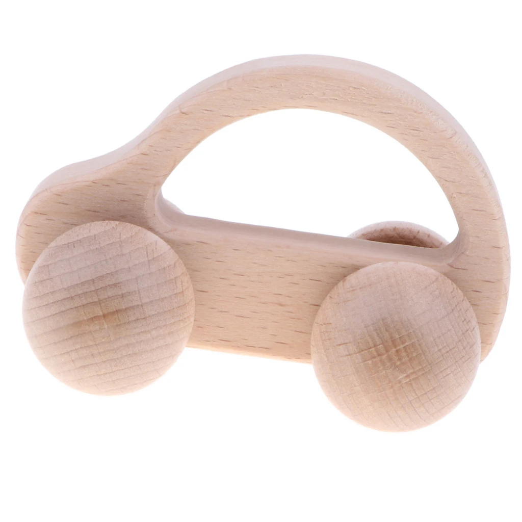 Wooden Baby Musical Rattle Educational Montessori Sensory Development Sound Teething Toy Car Handbell Gift
