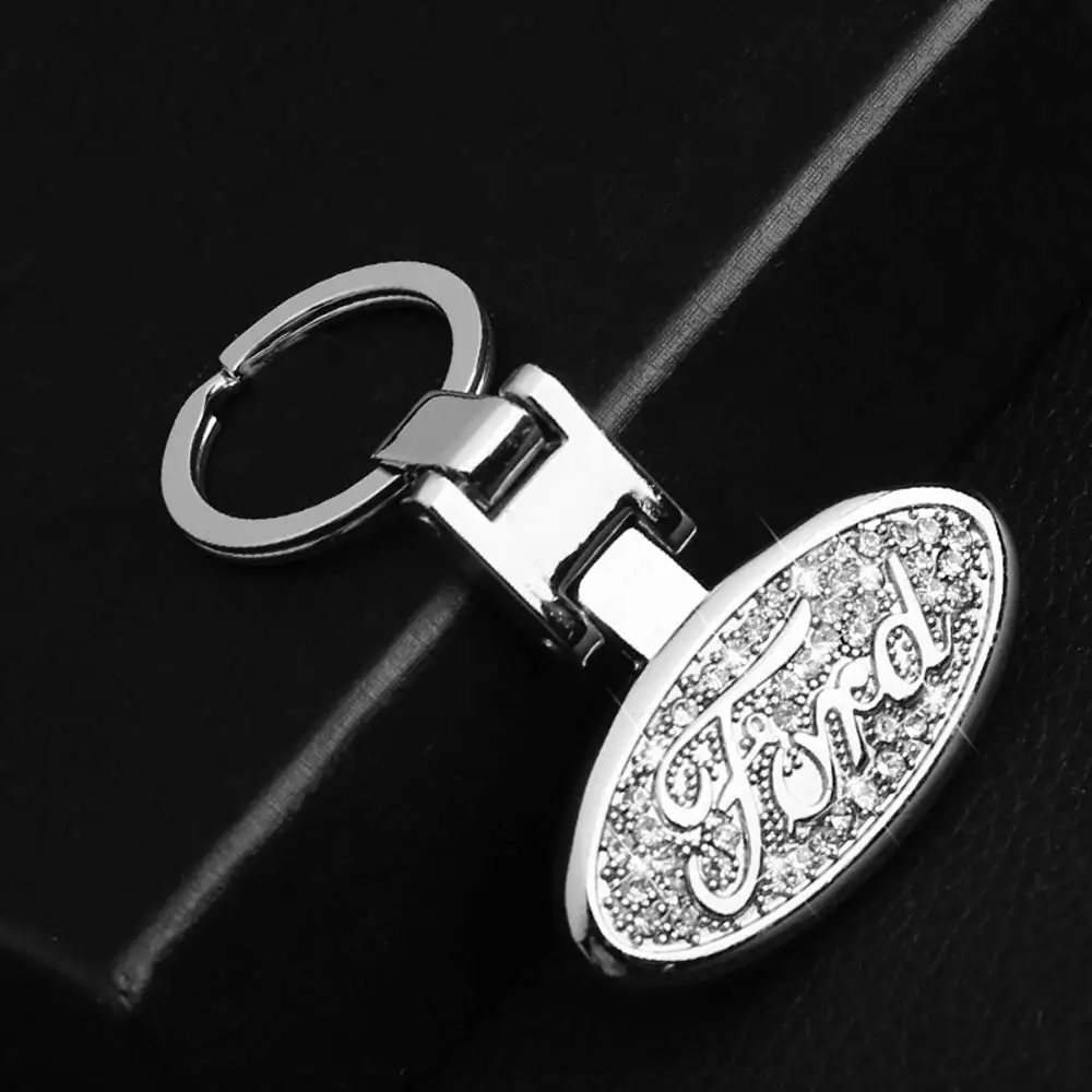 

Ford 3D Car Key Chain Accessories with Shining Crystal, Double Sided Zinc Alloy Metal Keyring Logo Car Keychain with Gift Box