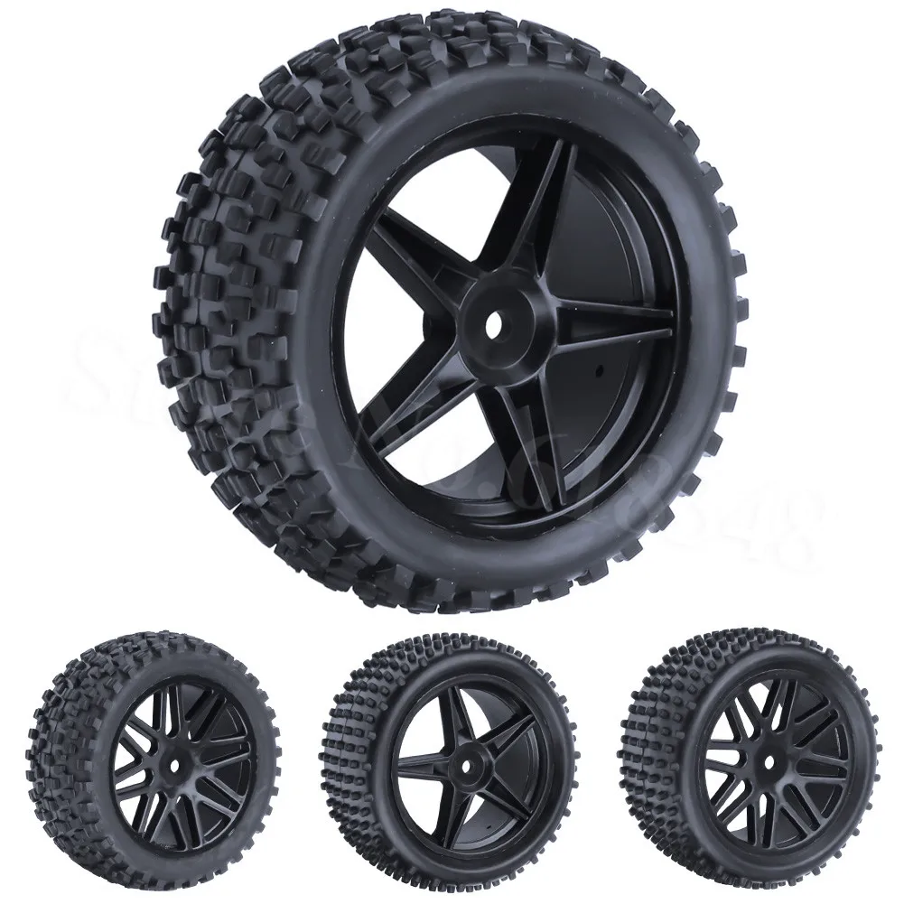 RC 4Pcs Off-Road Rubber Tires&Wheel 12mm Hex For HSP 1:10 Buggy Model Car 